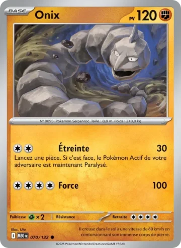 Carte Pokémon Onix 070/132, extension Méga-Évolution