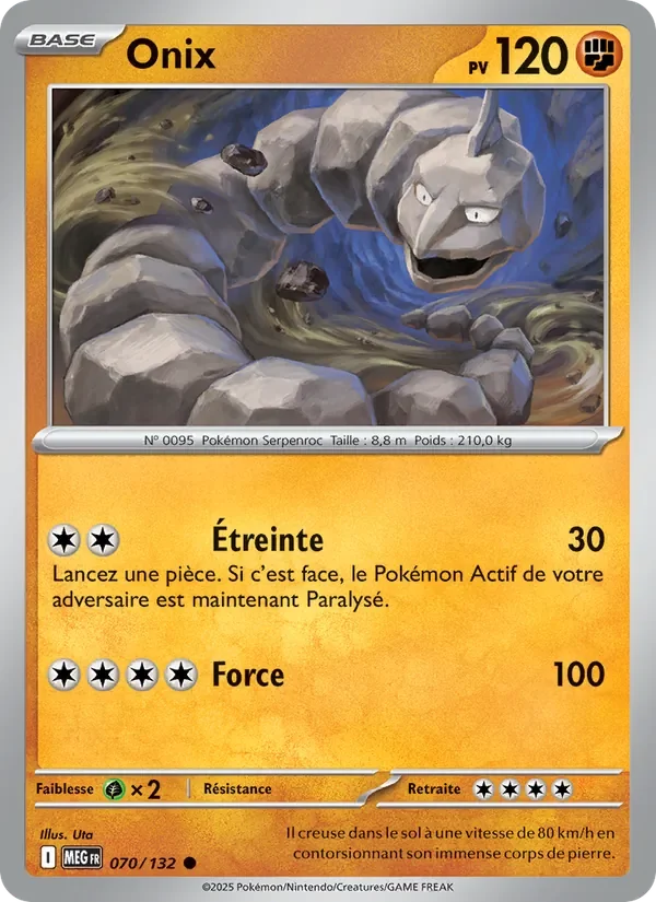 Carte Pokémon Onix 070/132 — Méga-Évolution