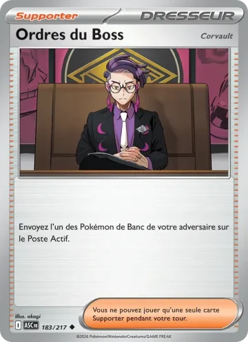 Carte Pokémon Ordres du Boss 183/217, extension Héros Transcendants