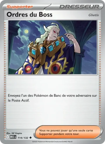 Carte Pokémon Ordres du Boss 114/132, extension Méga-Évolution