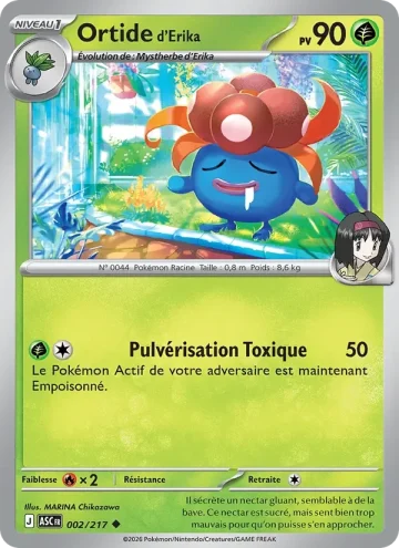 Carte Pokémon Ortide d’Erika 002/217, extension Héros Transcendants