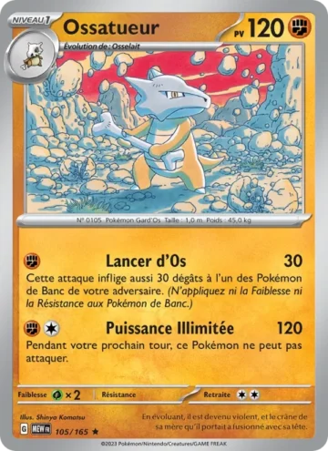 Carte Pokémon Ossatueur 105/165, extension 151