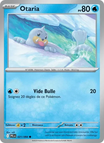 Carte Pokémon Otaria 021/094, extension Flammes Fantasmagoriques