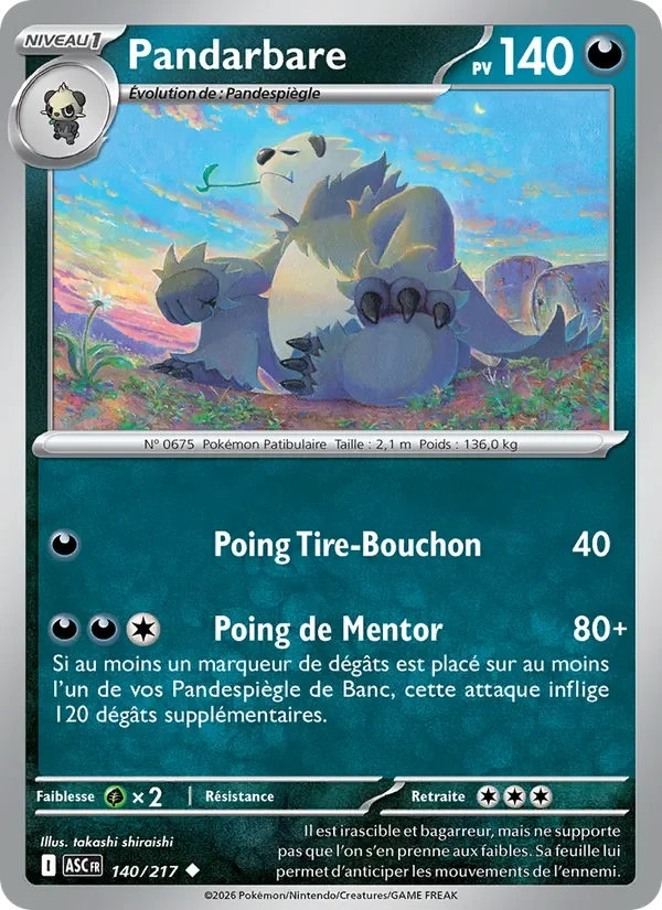 Carte Pokémon Pandarbare 140/295 — Héros Transcendants
