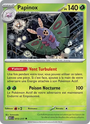Carte Pokémon Papinox 015/217, extension Héros Transcendants