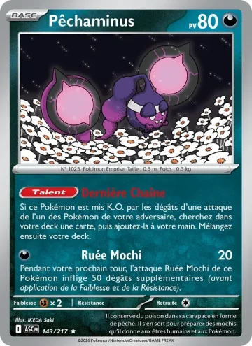 Carte Pokémon Pêchaminus 143/217, extension Héros Transcendants