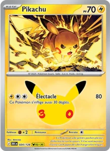 Carte Pokémon Pikachu 024/128 du set 30e Anniversaire