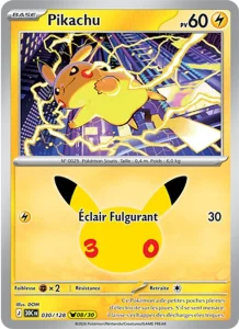 Carte Pokémon Pikachu 030/128 du set 30e Anniversaire