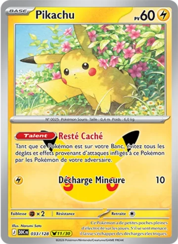 Carte Pokémon Pikachu 033/128, extension Pokémon 30e Anniversaire