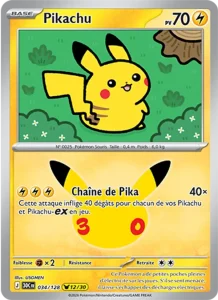 Carte Pokémon Pikachu 034/128 du set 30e Anniversaire