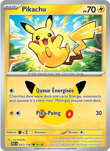 Carte Pokémon Pikachu 037/128, extension Pokémon 30e Anniversaire