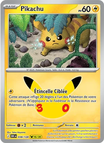 Carte Pokémon Pikachu 038/128, extension Pokémon 30e Anniversaire