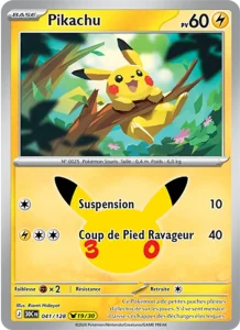 Carte Pokémon Pikachu 041/128 du set 30e Anniversaire