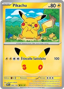 Carte Pokémon Pikachu 050/128 du set 30e Anniversaire