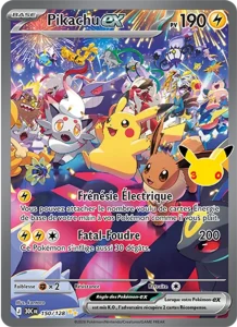 Carte Pokémon Pikachu-ex 150/128 du set 30e Anniversaire