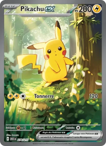 Carte Pokémon Pikachu-ex 276/217, extension Héros Transcendants