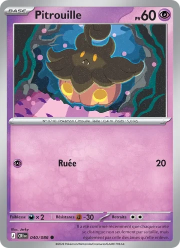 Carte Pokémon Pitrouille 040/086, extension Chaos Ascendant
