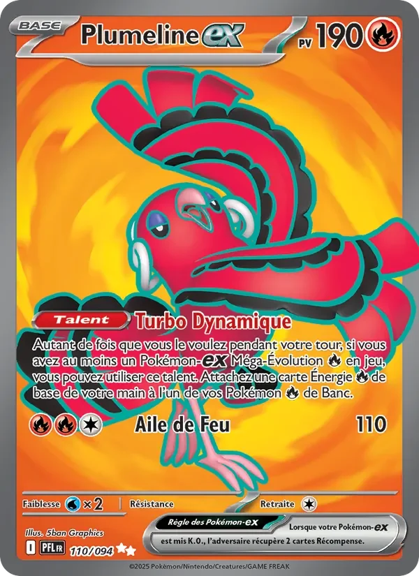 Carte Pokémon Plumeline-ex 110/094 — Flammes Fantasmagoriques