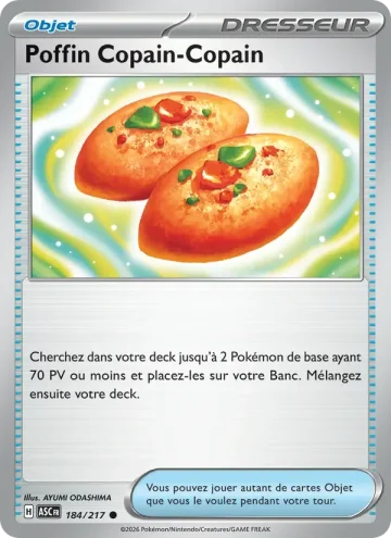 Carte Pokémon Poffin Copain-Copain 184/217, extension Héros Transcendants