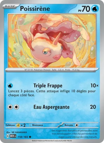 Carte Pokémon Poissirène 118/165, extension 151