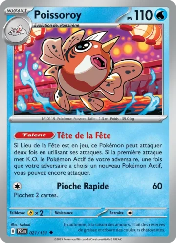 Carte Pokémon Poissoroy 021/131, extension Évolutions Prismatiques