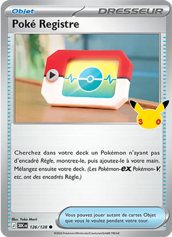 Carte Pokémon Poké Registre 126/128 du set 30e Anniversaire