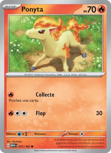 Carte Pokémon Ponyta 077/165, extension 151
