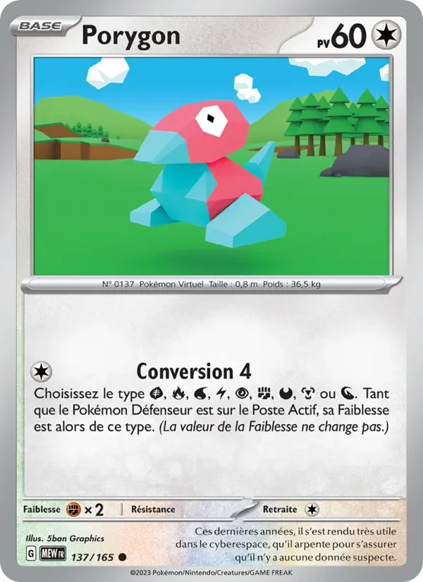 Carte Pokémon Porygon 137/165 — 151
