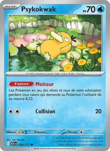 Carte Pokémon Psykokwak 039/217, extension Héros Transcendants