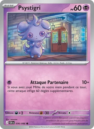 Carte Pokémon Psystigri 036/086, extension Chaos Ascendant