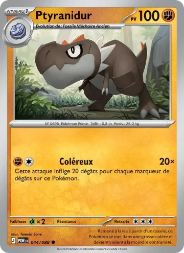 Carte Pokémon Ptyranidur 044/088, extension Équilibre Parfait