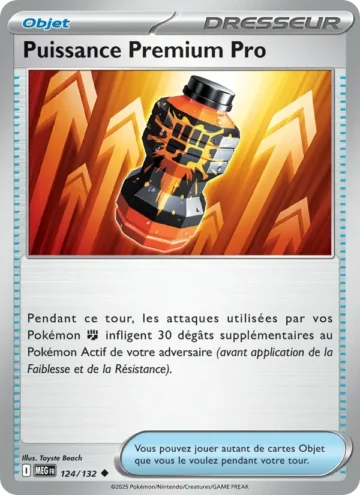 Carte Pokémon Puissance Premium Pro 124/132, extension Méga-Évolution