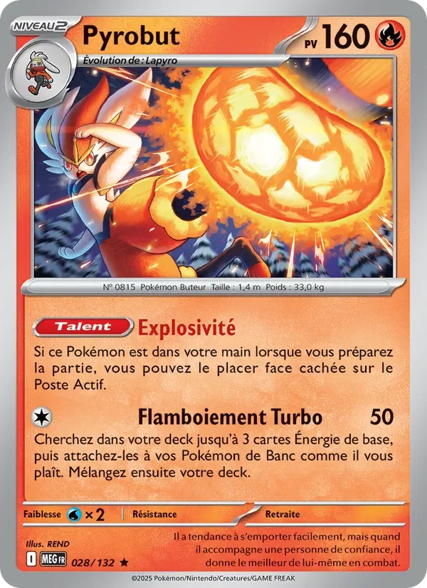 Carte Pokémon Pyrobut 028/132 — Méga-Évolution