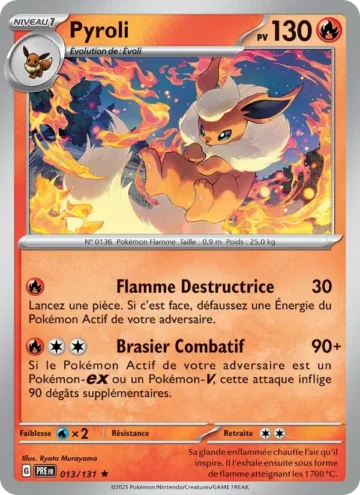 Carte Pokémon Pyroli 013/131, extension Évolutions Prismatiques