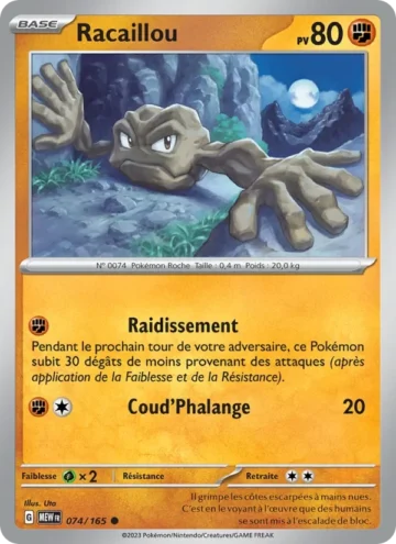 Carte Pokémon Racaillou 074/165, extension 151