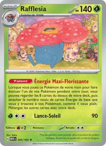 Carte Pokémon Rafflesia 045/165, extension 151