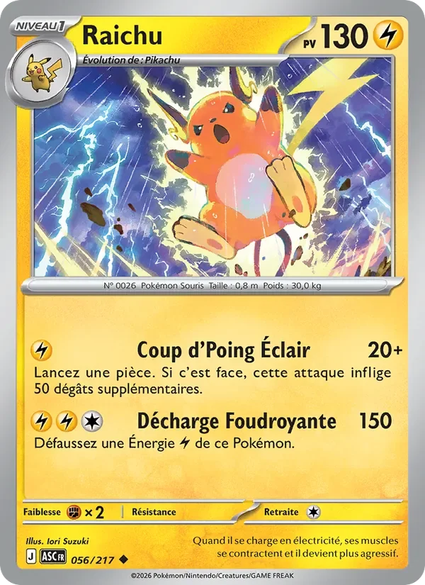 Carte Pokémon Raichu 056/295 — Héros Transcendants