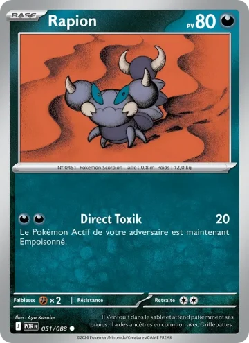 Carte Pokémon Rapion 051/088, extension Équilibre Parfait