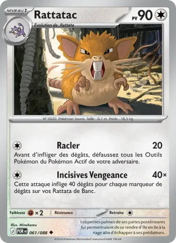 Carte Pokémon Rattatac 061/088, extension Équilibre Parfait