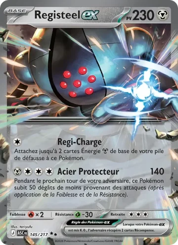 Carte Pokémon Registeel-ex 145/217, extension Héros Transcendants
