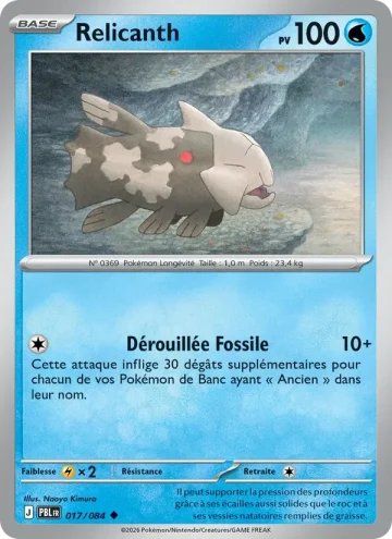Carte Pokémon Relicanth 017/084, extension Nuit Noire