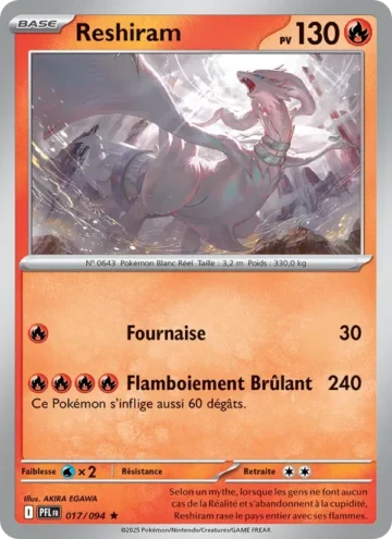 Carte Pokémon Reshiram 017/094, extension Flammes Fantasmagoriques