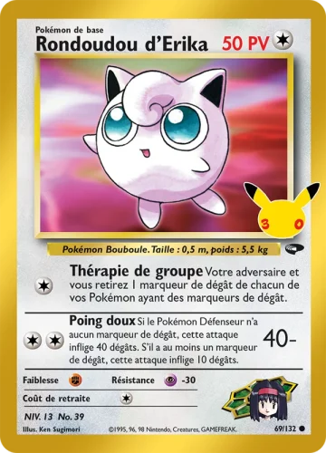 Carte Pokémon Rondoudou d’Erika 69/132, extension Pokémon 30e Anniversaire