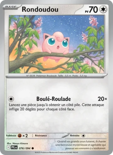 Carte Pokémon Rondoudou 076/094, extension Flammes Fantasmagoriques