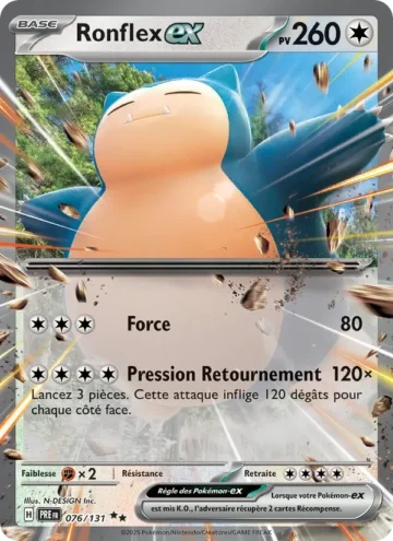 Carte Pokémon Ronflex-ex 076/131, extension Évolutions Prismatiques