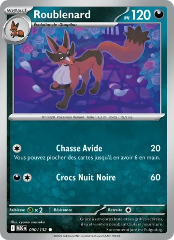 Carte Pokémon Roublenard 090/132, extension Méga-Évolution