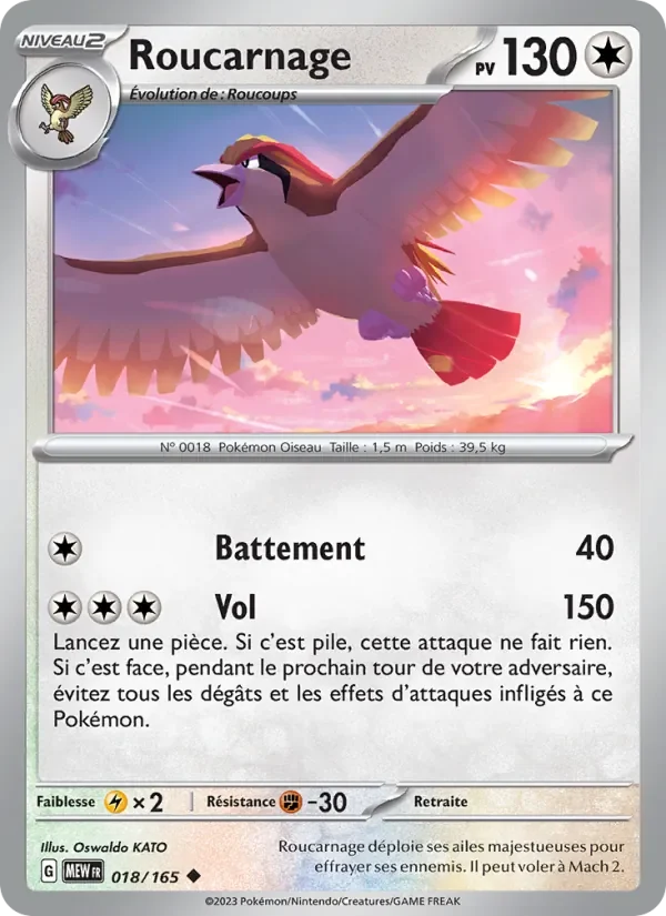 Carte Pokémon Roucarnage 018/165 — 151