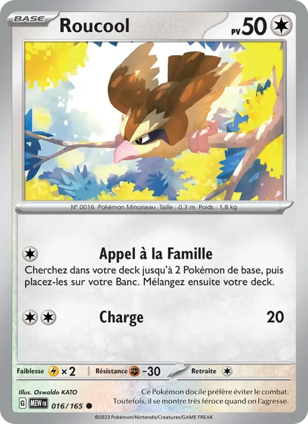 Carte Pokémon Roucool 016/165 — 151