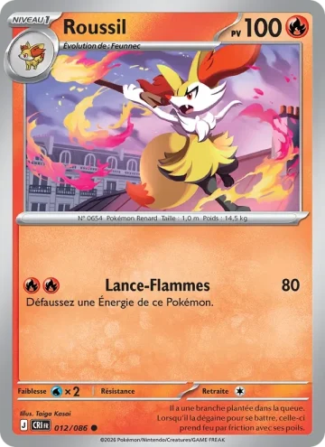 Carte Pokémon Roussil 012/086, extension Chaos Ascendant