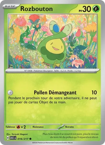 Carte Pokémon Rozbouton 016/217, extension Héros Transcendants